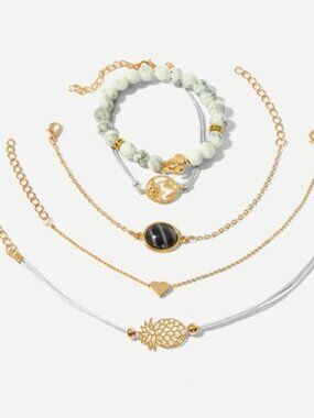 Pineapple & Earth‎ Bracelet Set 5pcs, NEW